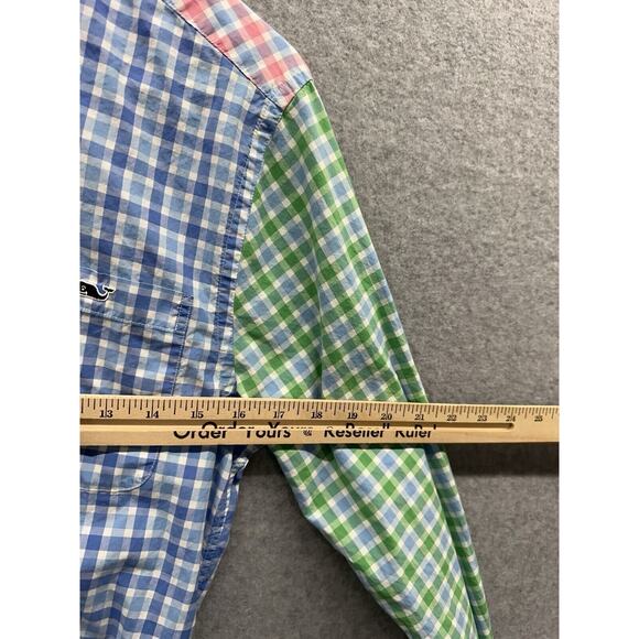 Vineyard Vines Shirt Mens Small Pastel Colorblock Plaid Slim Fit Tucker Gingham - Picture 4 of 5